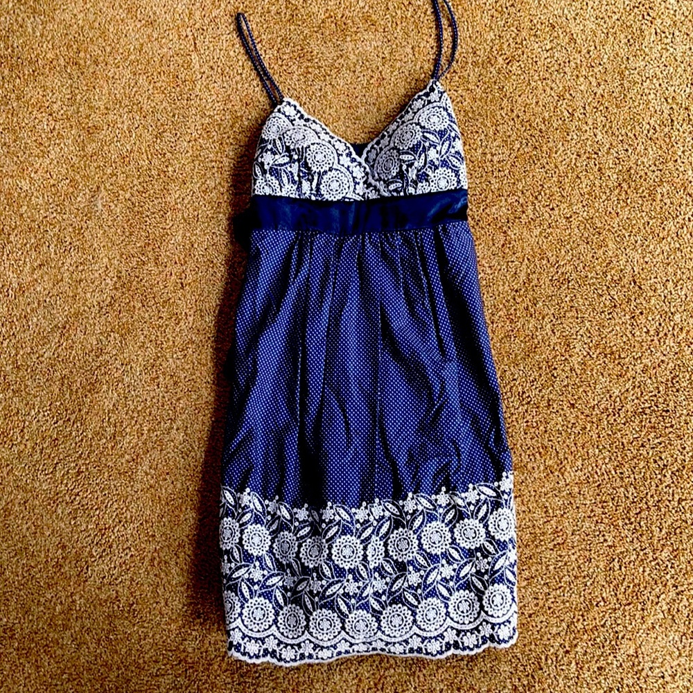 Blue and white dress